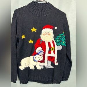 Women’s Christmas Sweater Santa Clause by Talbots. Sz M